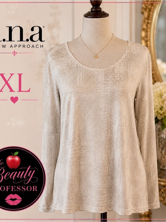 a.n.a Tops - 💞 metallic, neutral, soft stretch,